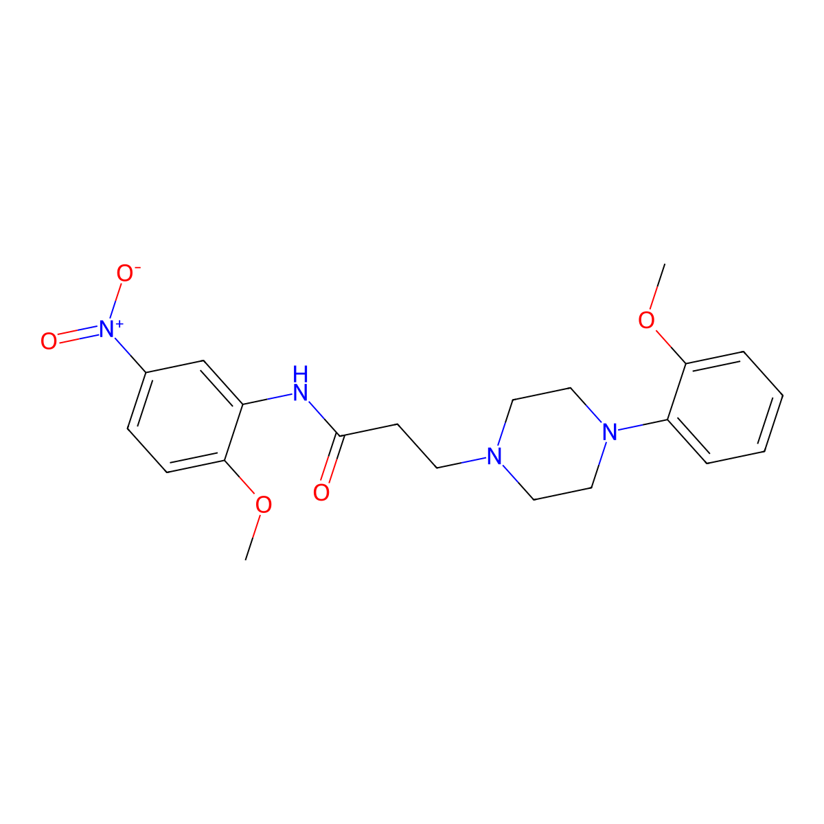 N-(2-methoxy-5-nitrophenyl)-3-[4-(2-methoxyphenyl)piperazin-1-yl]propanamide molecular structure, CAS 356078-88-1