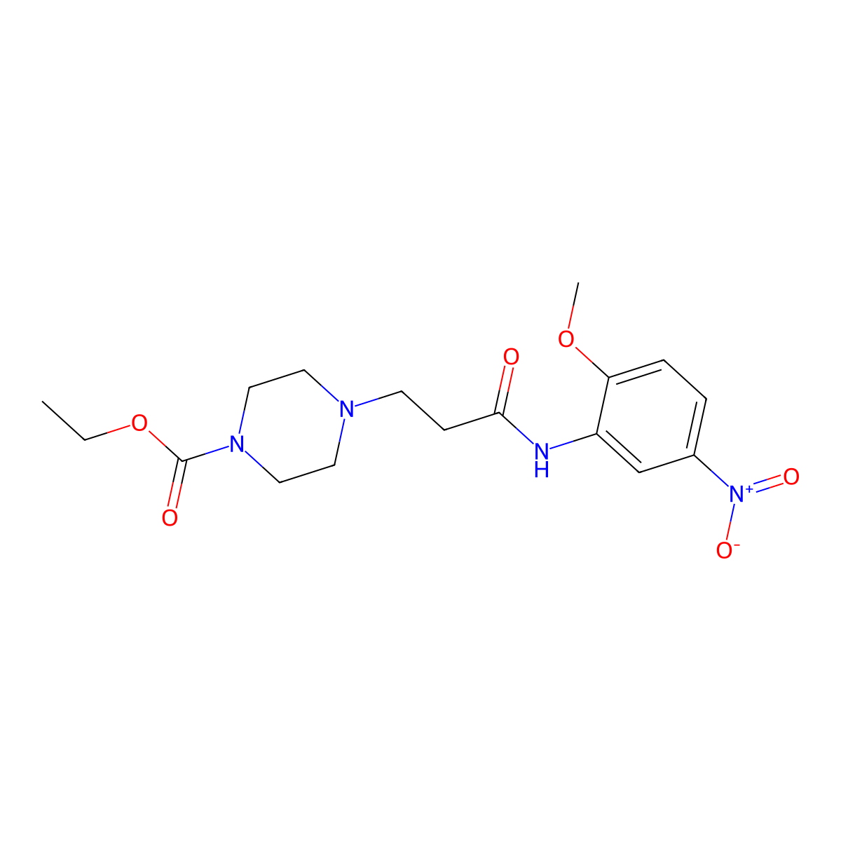 Ethyl 4-{2-[(2-methoxy-5-nitrophenyl)carbamoyl]ethyl}piperazine-1-carboxylate molecular structure, CAS 356078-92-7