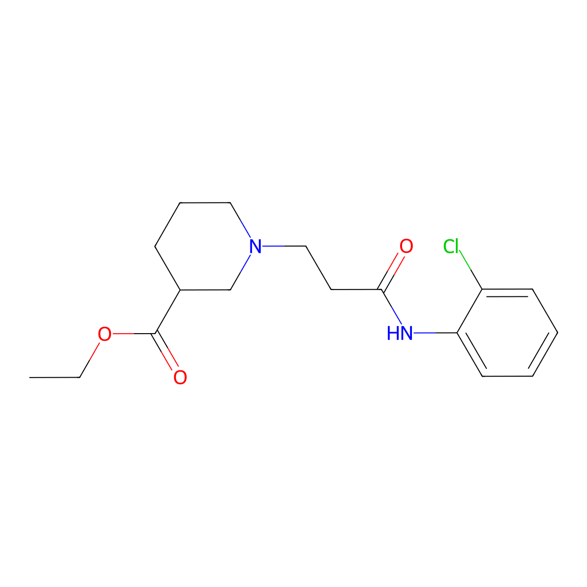 Ethyl 1-[3-(2-chloroanilino)-3-oxopropyl]-3-piperidinecarboxylate molecular structure, CAS 356079-08-8