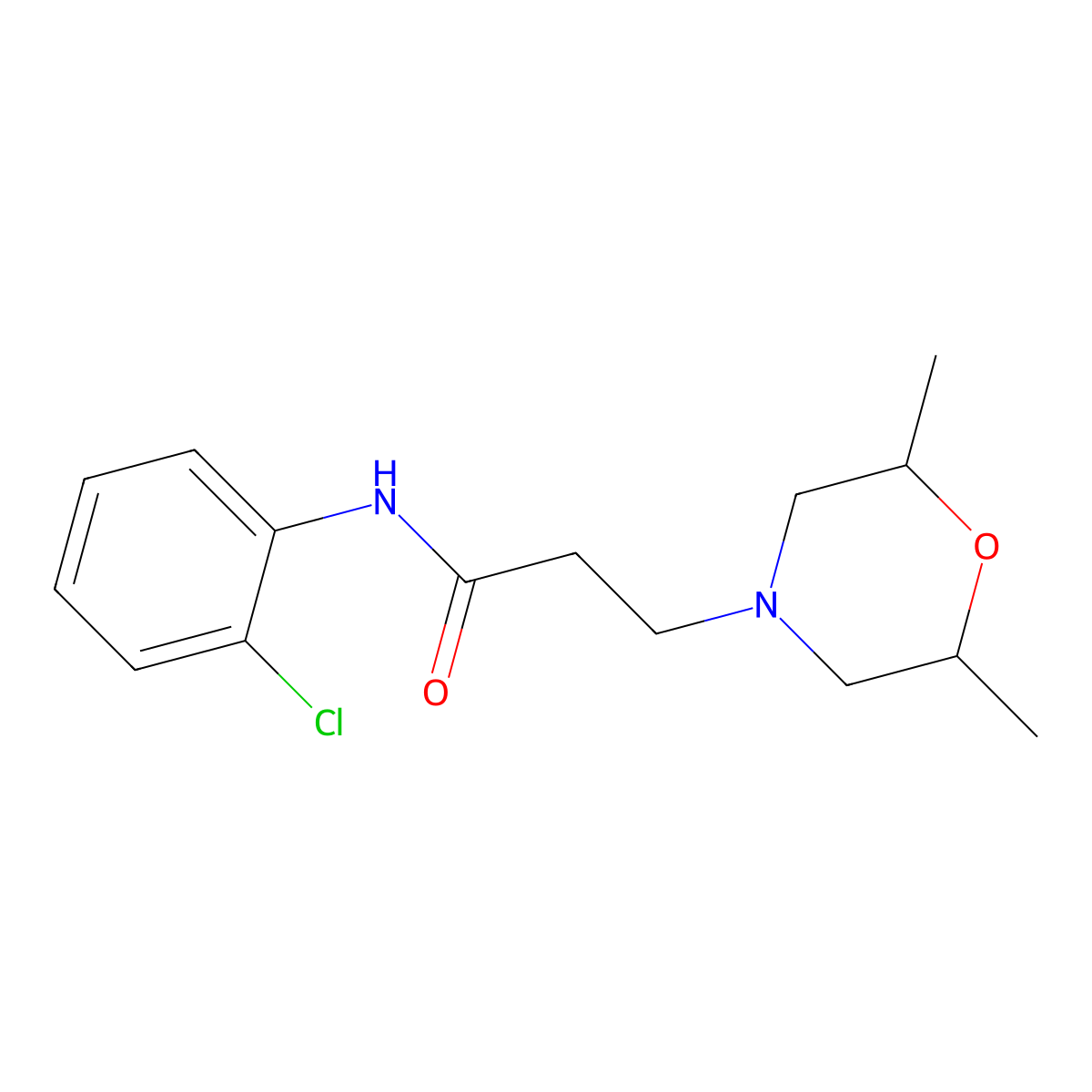 N-(2-chlorophenyl)-3-(2,6-dimethylmorpholin-4-yl)propanamide molecular structure, CAS 356079-12-4