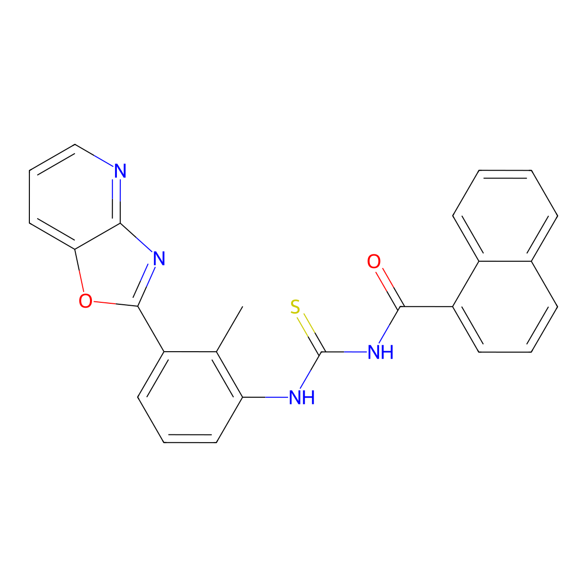 N-[[2-methyl-3-([1,3]oxazolo[4,5-b]pyridin-2-yl)phenyl]carbamothioyl]naphthalene-1-carboxamide molecular structure, CAS 356079-13-5