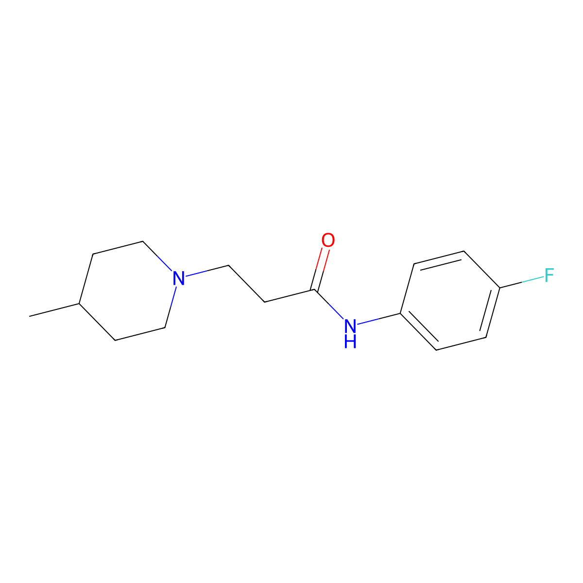 N-(4-fluorophenyl)-3-(4-methylpiperidin-1-yl)propanamide molecular structure, CAS 356079-23-7
