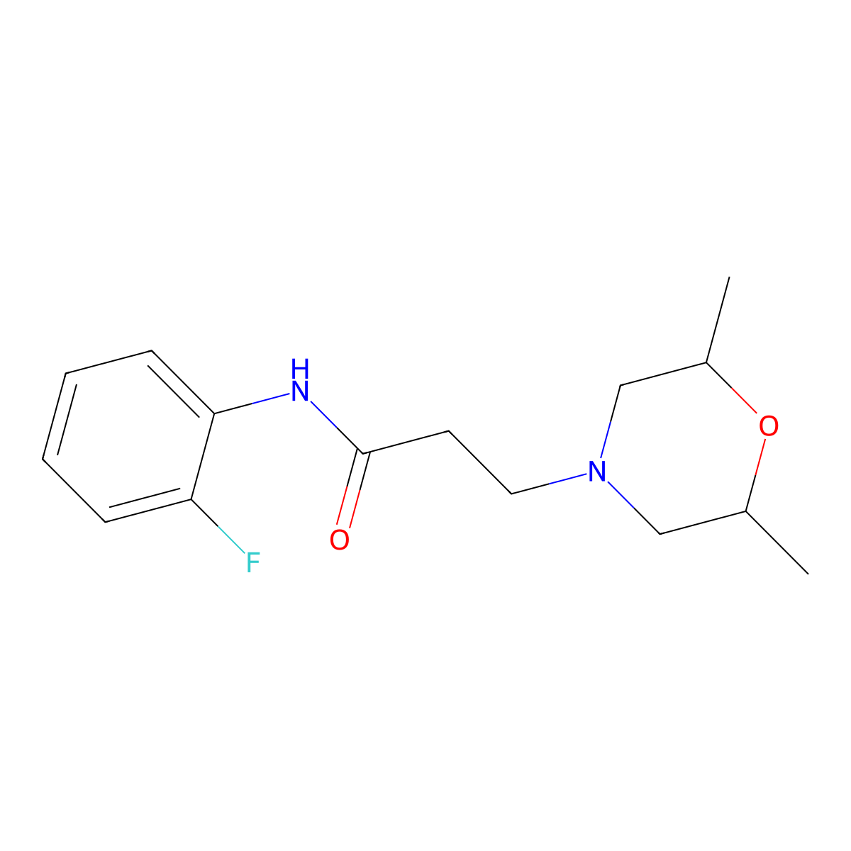 3-(2,6-dimethyl-4-morpholinyl)-N-(2-fluorophenyl)propanamide molecular structure, CAS 356079-47-5