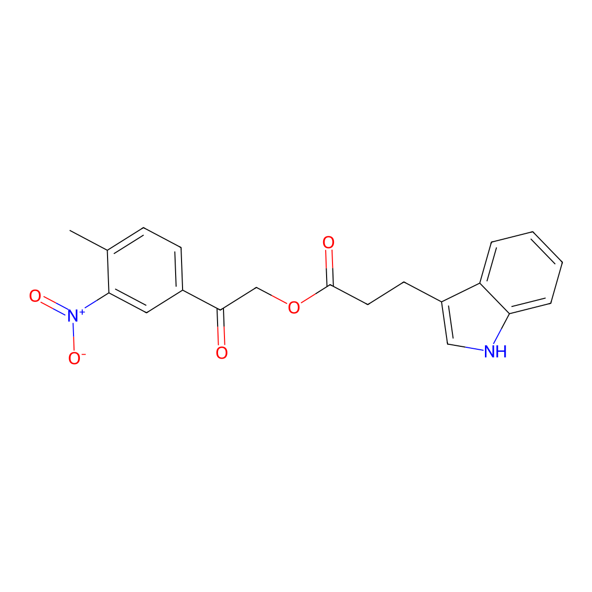 2-(4-methyl-3-nitrophenyl)-2-oxoethyl 3-(1H-indol-3-yl)propanoate molecular structure, CAS 356079-49-7