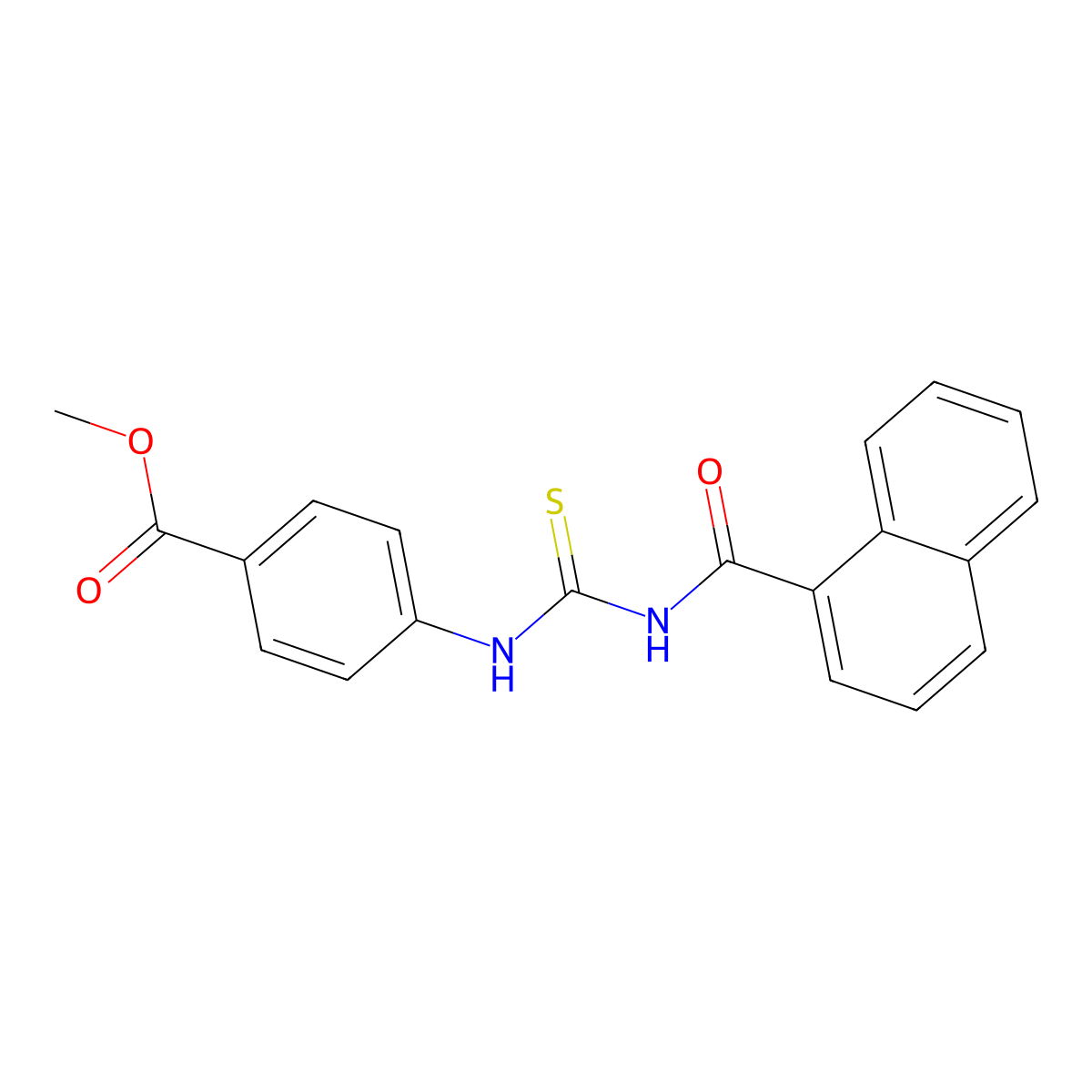 Methyl 4-{[(naphthalen-1-ylcarbonyl)carbamothioyl]amino}benzoate molecular structure, CAS 356079-61-3