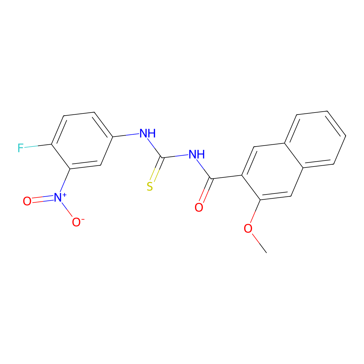 N-[(4-fluoro-3-nitrophenyl)carbamothioyl]-3-methoxynaphthalene-2-carboxamide molecular structure, CAS 356079-64-6