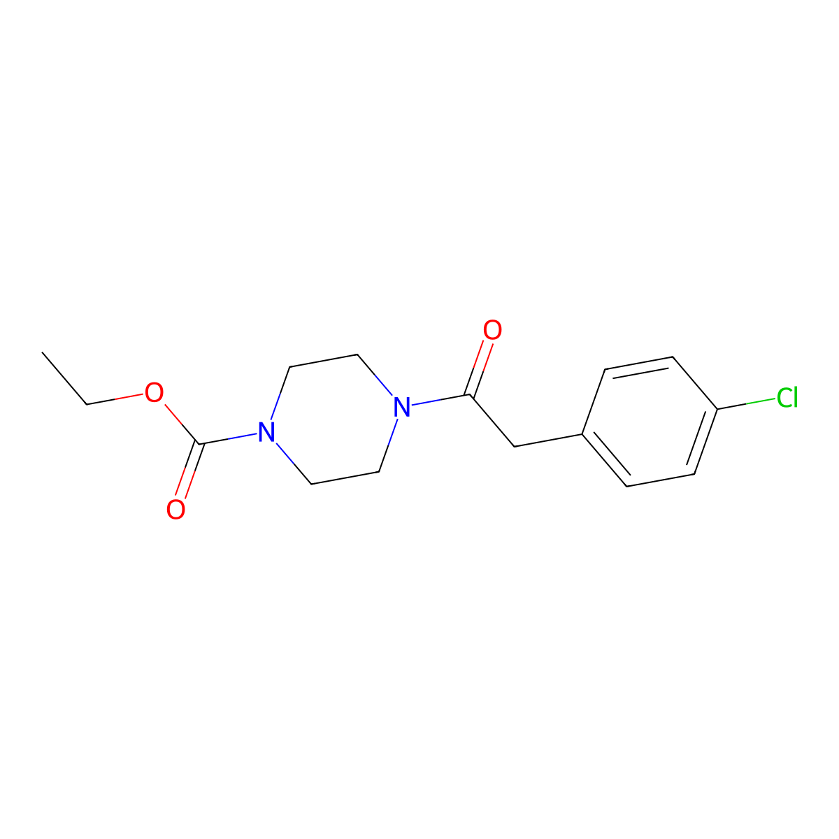 Ethyl 4-[2-(4-chlorophenyl)acetyl]piperazine-1-carboxylate molecular structure, CAS 356079-80-6