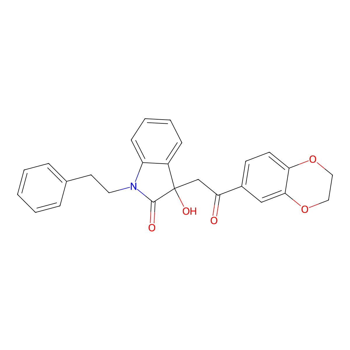 3-[2-(2,3-dihydro-1,4-benzodioxin-6-yl)-2-oxoethyl]-3-hydroxy-1-(2-phenylethyl)-1,3-dihydro-2H-indol-2-one molecular structure, CAS 356080-67-6