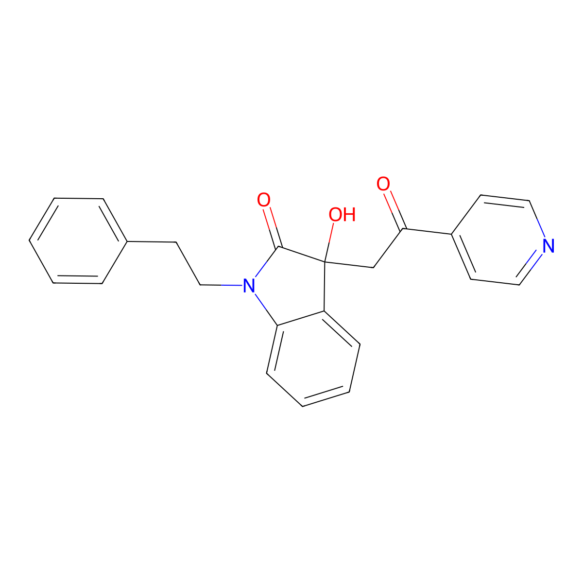 3-hydroxy-3-[2-oxo-2-(pyridin-4-yl)ethyl]-1-(2-phenylethyl)-1,3-dihydro-2H-indol-2-one molecular structure, CAS 356080-89-2