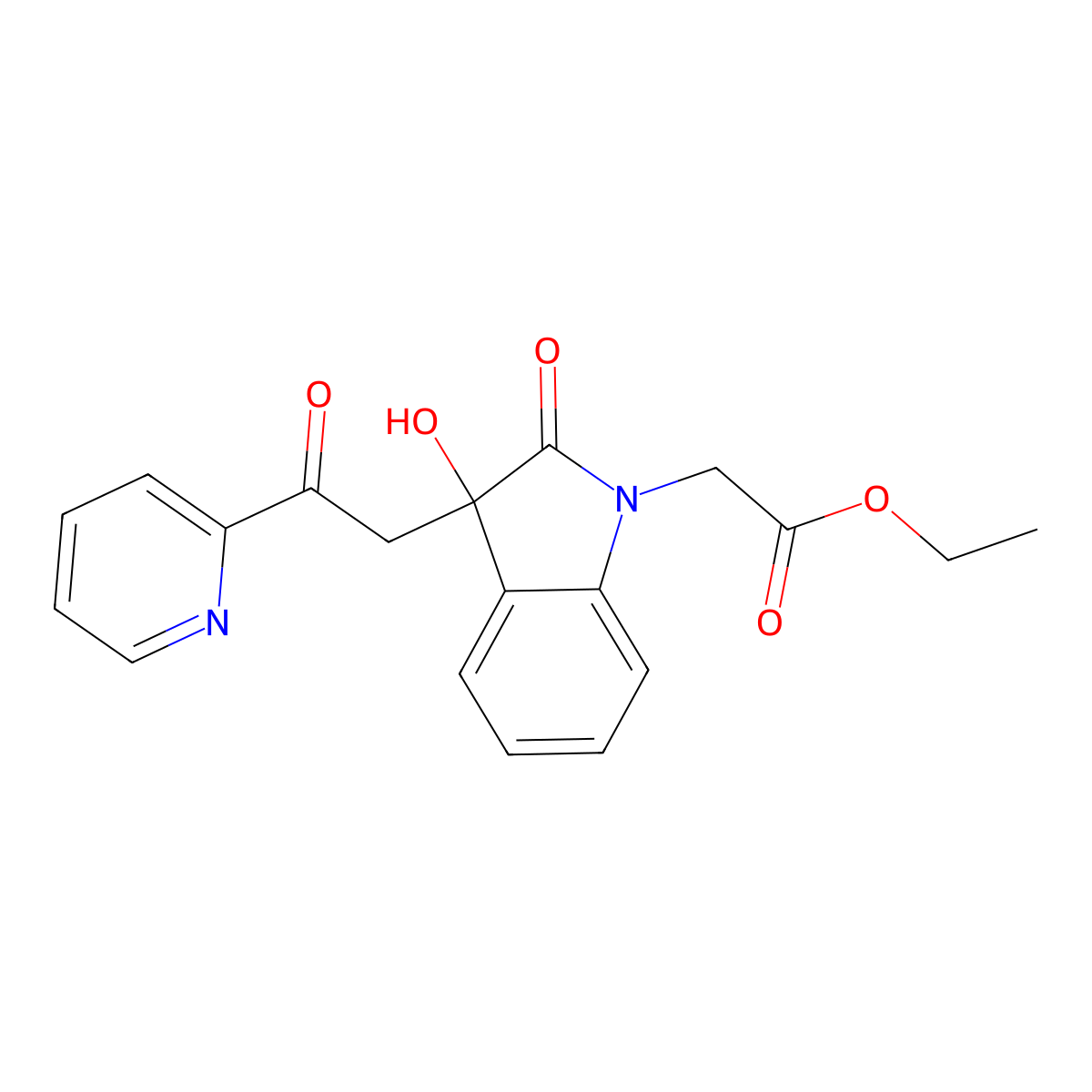 ethyl {3-hydroxy-2-oxo-3-[2-oxo-2-(pyridin-2-yl)ethyl]-2,3-dihydro-1H-indol-1-yl}acetate molecular structure, CAS 356080-92-7