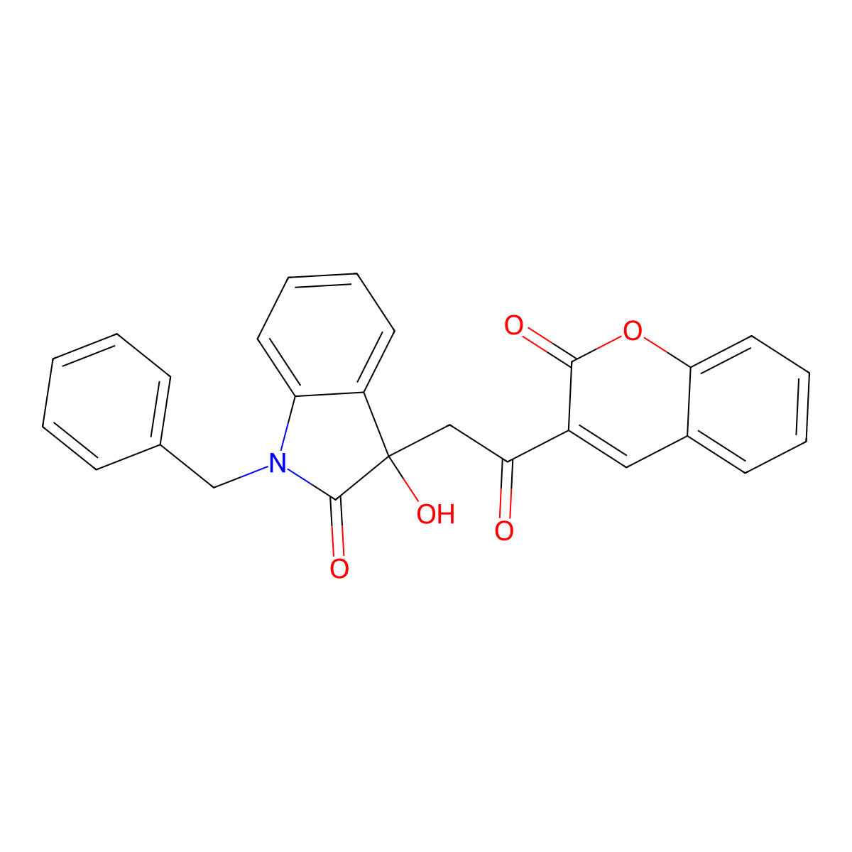 1-Benzyl-3-hydroxy-3-[2-oxo-2-(2-oxochromen-3-yl)ethyl]indol-2-one molecular structure, CAS 356080-98-3