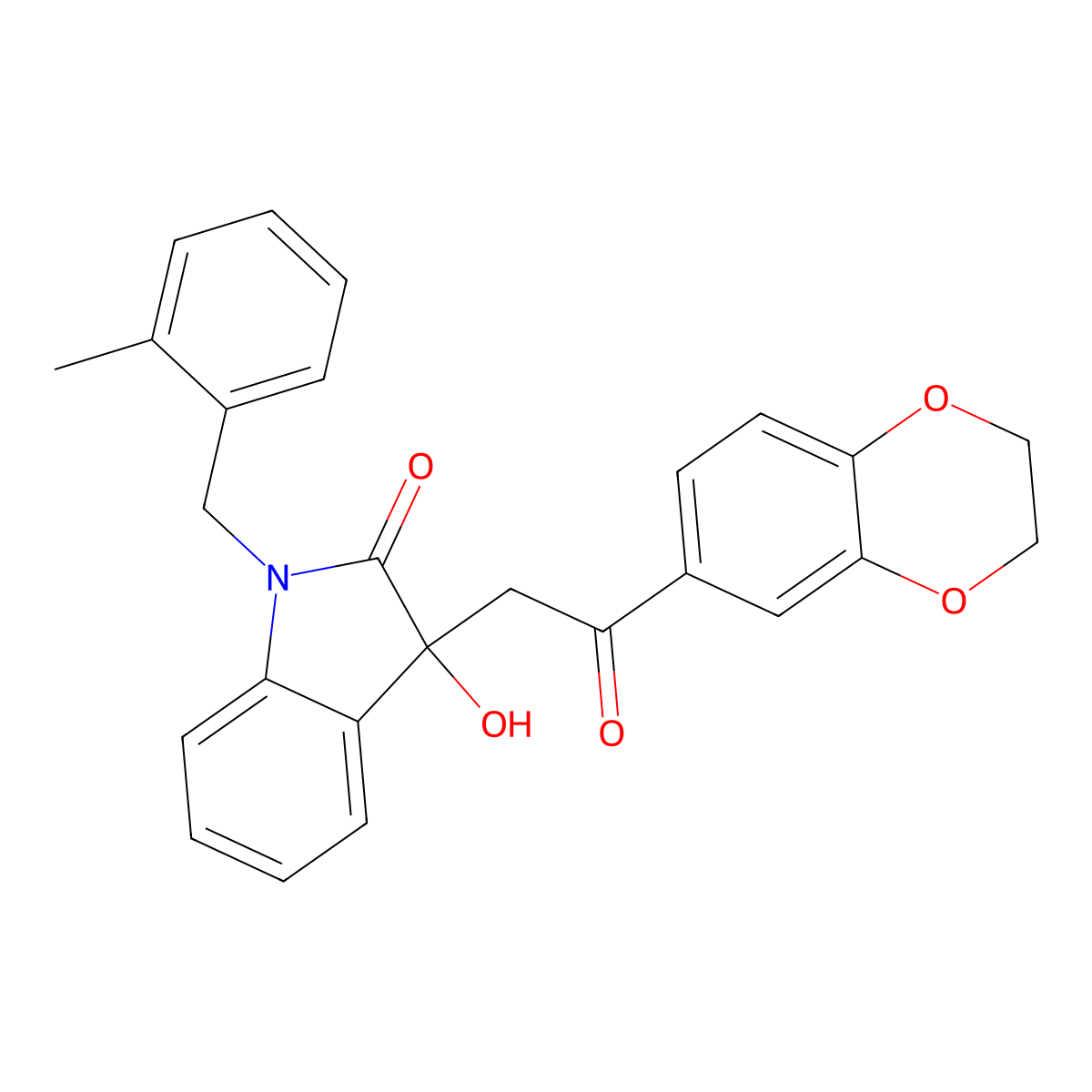 3-[2-(2,3-dihydro-1,4-benzodioxin-6-yl)-2-oxoethyl]-3-hydroxy-1-(2-methylbenzyl)-1,3-dihydro-2H-indol-2-one molecular structure, CAS 356081-04-4