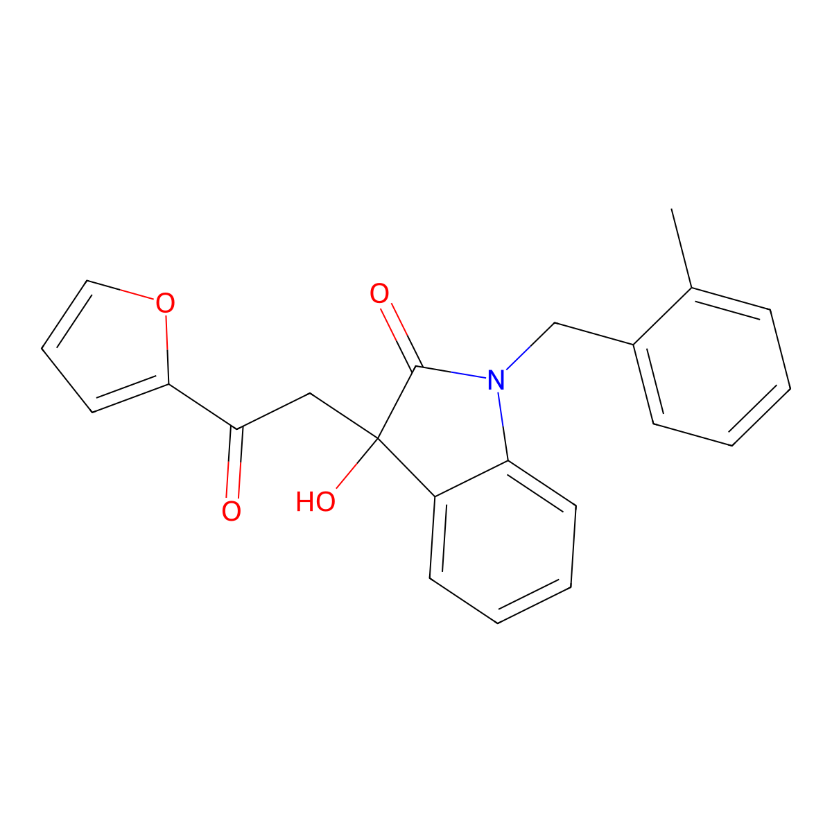 3-[2-(Furan-2-yl)-2-oxoethyl]-3-hydroxy-1-[(2-methylphenyl)methyl]indol-2-one molecular structure, CAS 356081-07-7