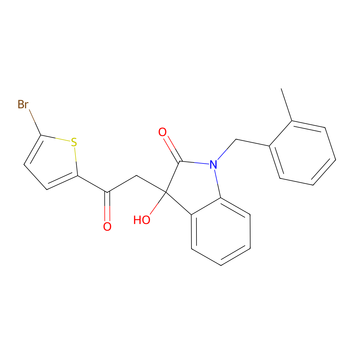 3-[2-(5-bromothiophen-2-yl)-2-oxoethyl]-3-hydroxy-1-(2-methylbenzyl)-1,3-dihydro-2H-indol-2-one molecular structure, CAS 356081-16-8