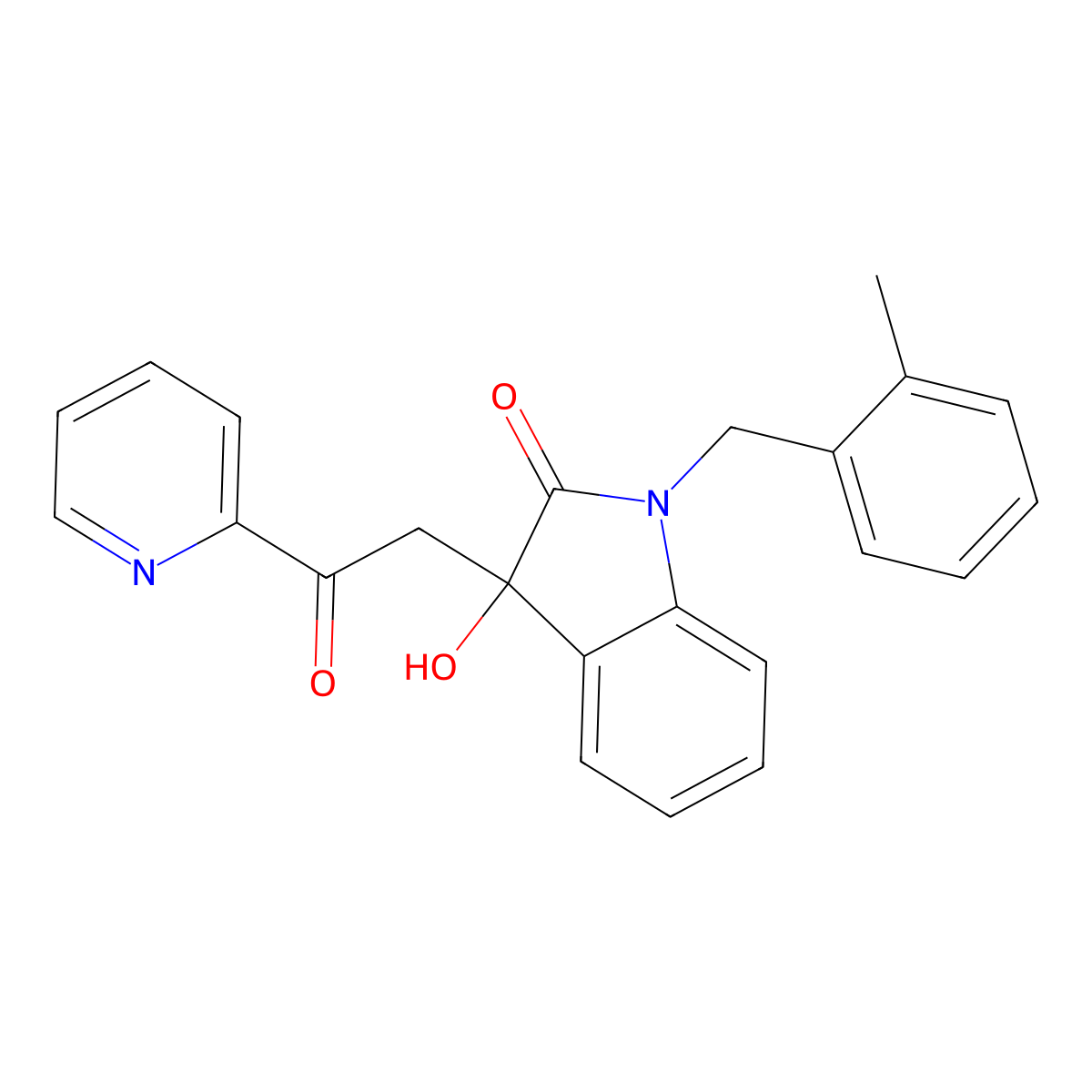 3-hydroxy-1-(2-methylbenzyl)-3-[2-oxo-2-(pyridin-2-yl)ethyl]-1,3-dihydro-2H-indol-2-one molecular structure, CAS 356081-22-6