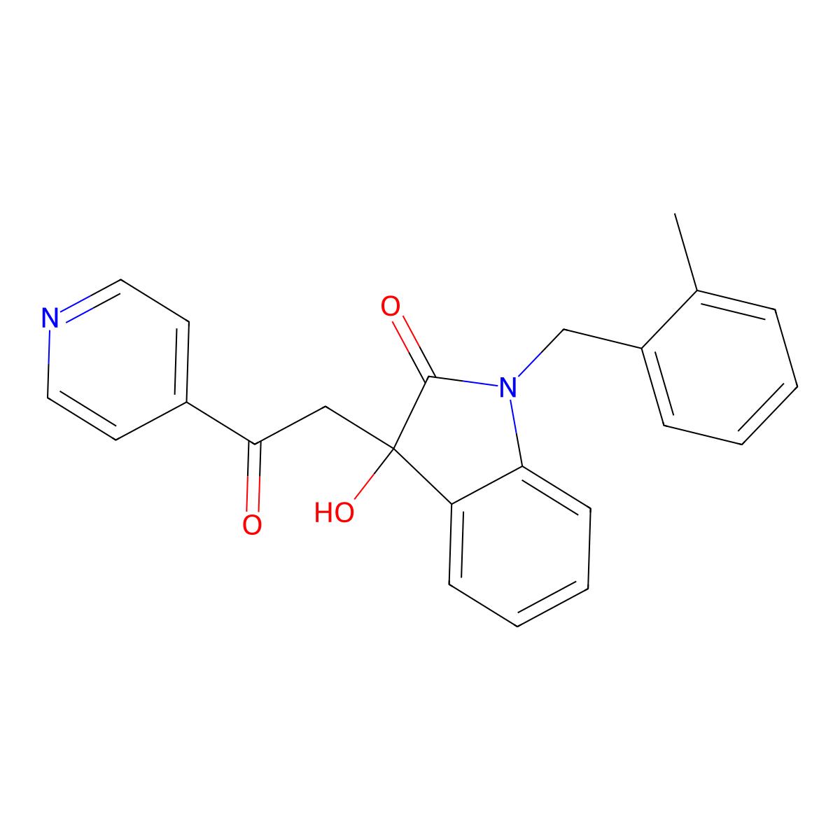 3-hydroxy-1-(2-methylbenzyl)-3-[2-oxo-2-(pyridin-4-yl)ethyl]-1,3-dihydro-2H-indol-2-one molecular structure, CAS 356081-27-1