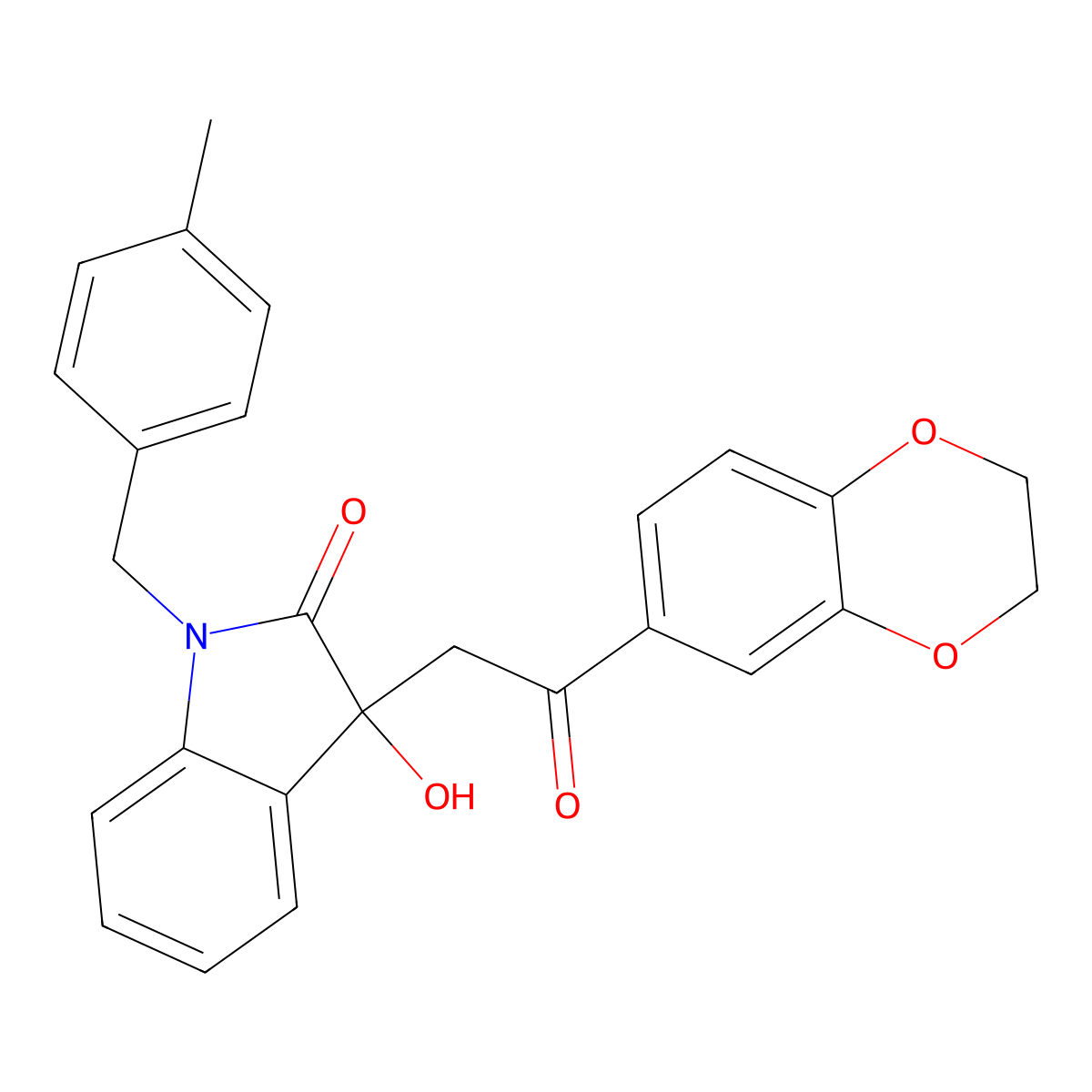 3-[2-(2,3-dihydro-1,4-benzodioxin-6-yl)-2-oxoethyl]-3-hydroxy-1-(4-methylbenzyl)-1,3-dihydro-2H-indol-2-one molecular structure, CAS 356081-29-3
