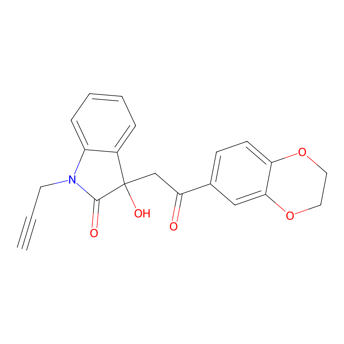 3-[2-(2,3-dihydro-1,4-benzodioxin-6-yl)-2-oxoethyl]-3-hydroxy-1-(prop-2-yn-1-yl)-1,3-dihydro-2H-indol-2-one molecular structure, CAS 356081-61-3