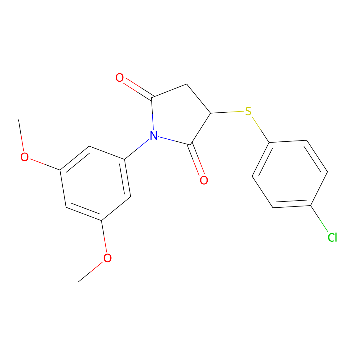 3-[(4-Chlorophenyl)sulfanyl]-1-(3,5-dimethoxyphenyl)pyrrolidine-2,5-dione molecular structure, CAS 356081-74-8