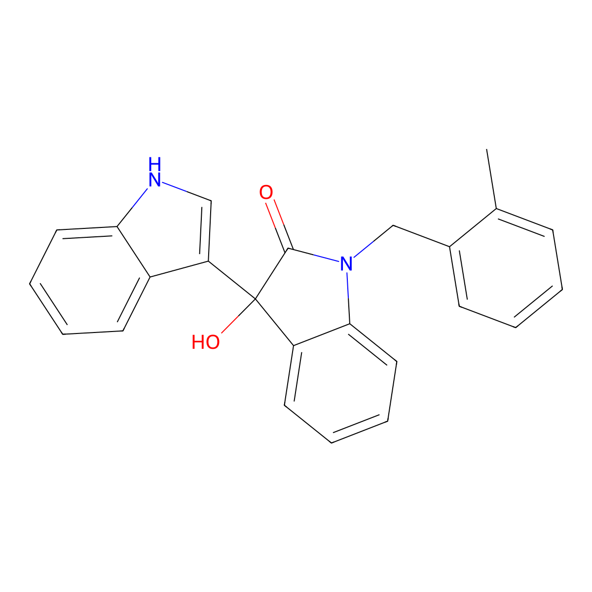 3-hydroxy-3-(1H-indol-3-yl)-1-[(2-methylphenyl)methyl]indol-2-one molecular structure, CAS 356081-80-6