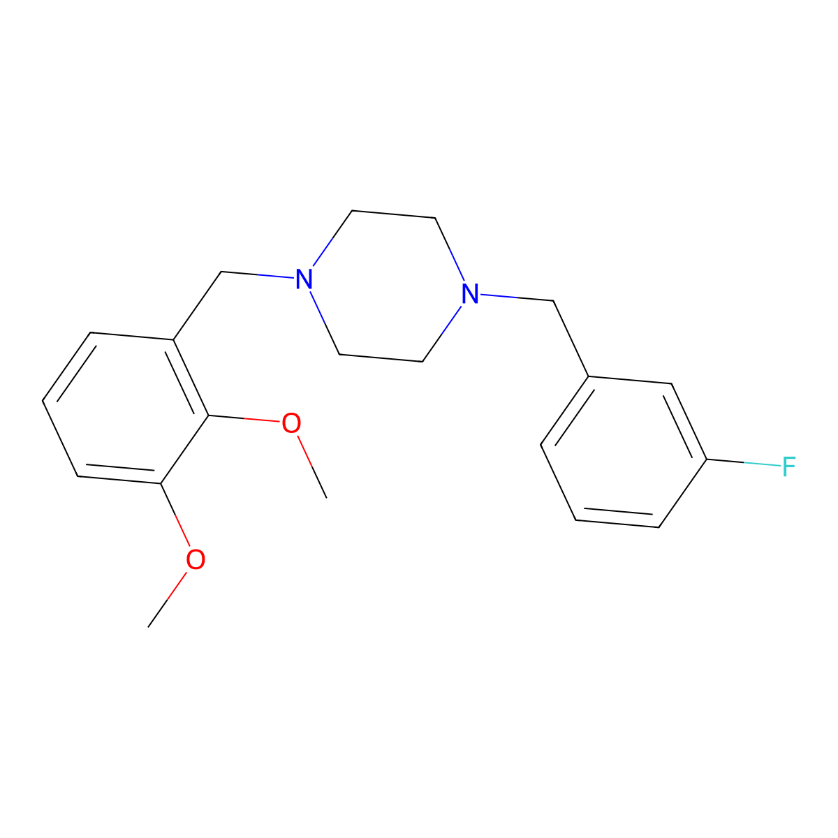 1-(2,3-Dimethoxybenzyl)-4-(3-fluorobenzyl)piperazine molecular structure, CAS 356081-85-1
