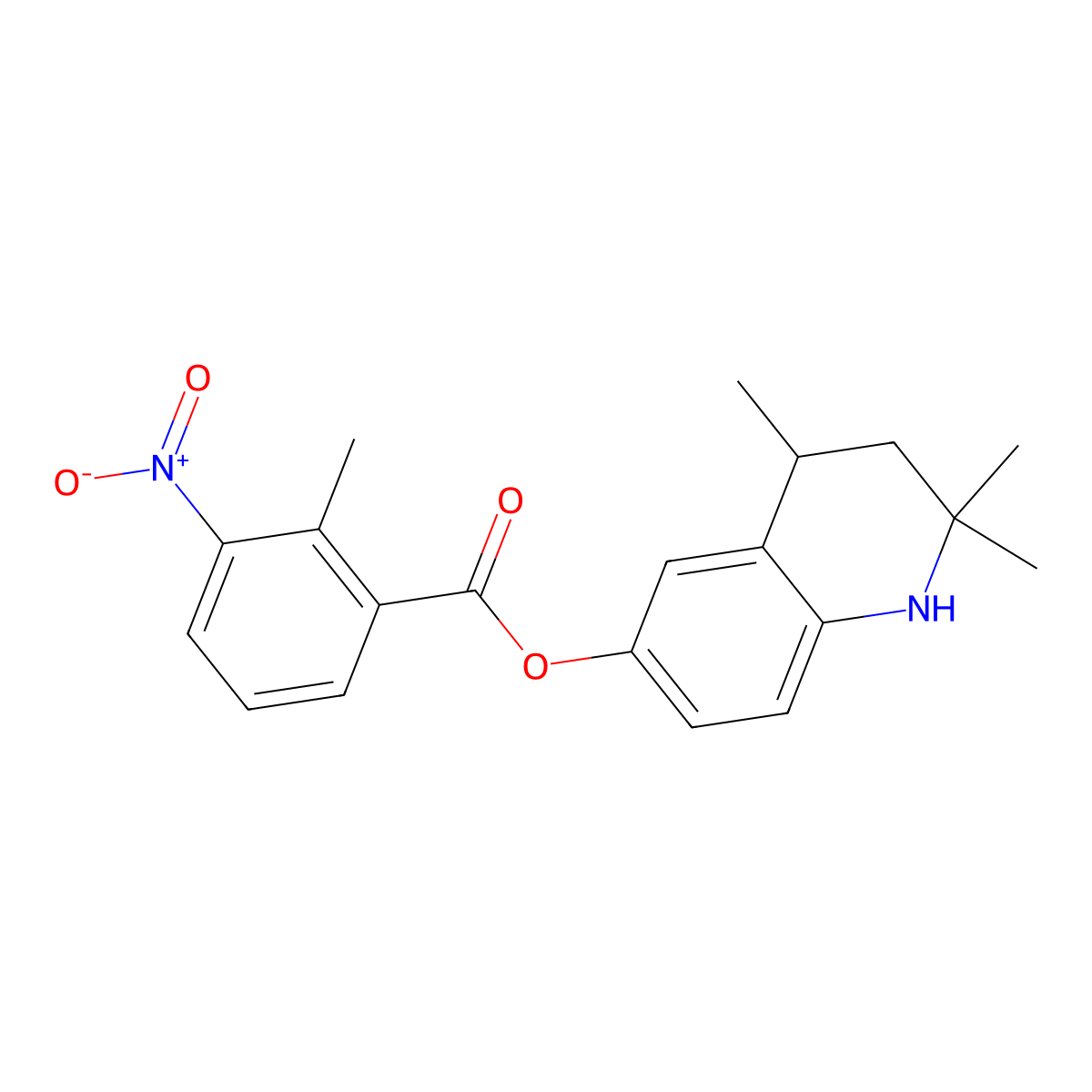 (2,2,4-trimethyl-3,4-dihydro-1H-quinolin-6-yl) 2-methyl-3-nitrobenzoate molecular structure, CAS 356081-96-4