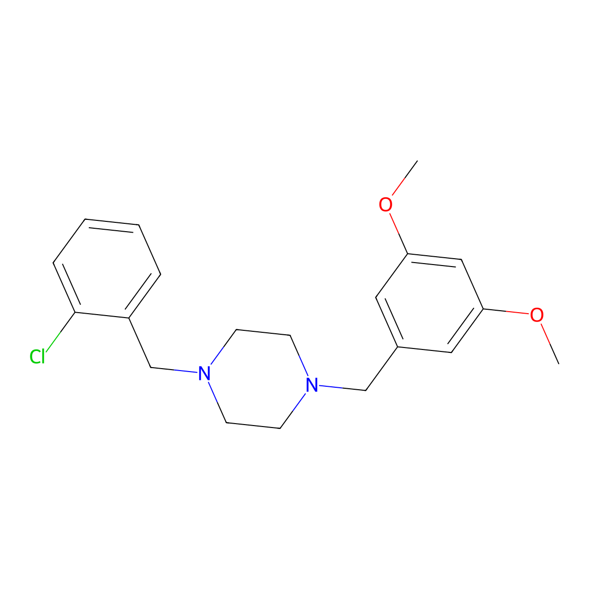 1-(2-Chlorobenzyl)-4-(3,5-dimethoxybenzyl)piperazine molecular structure, CAS 356081-97-5