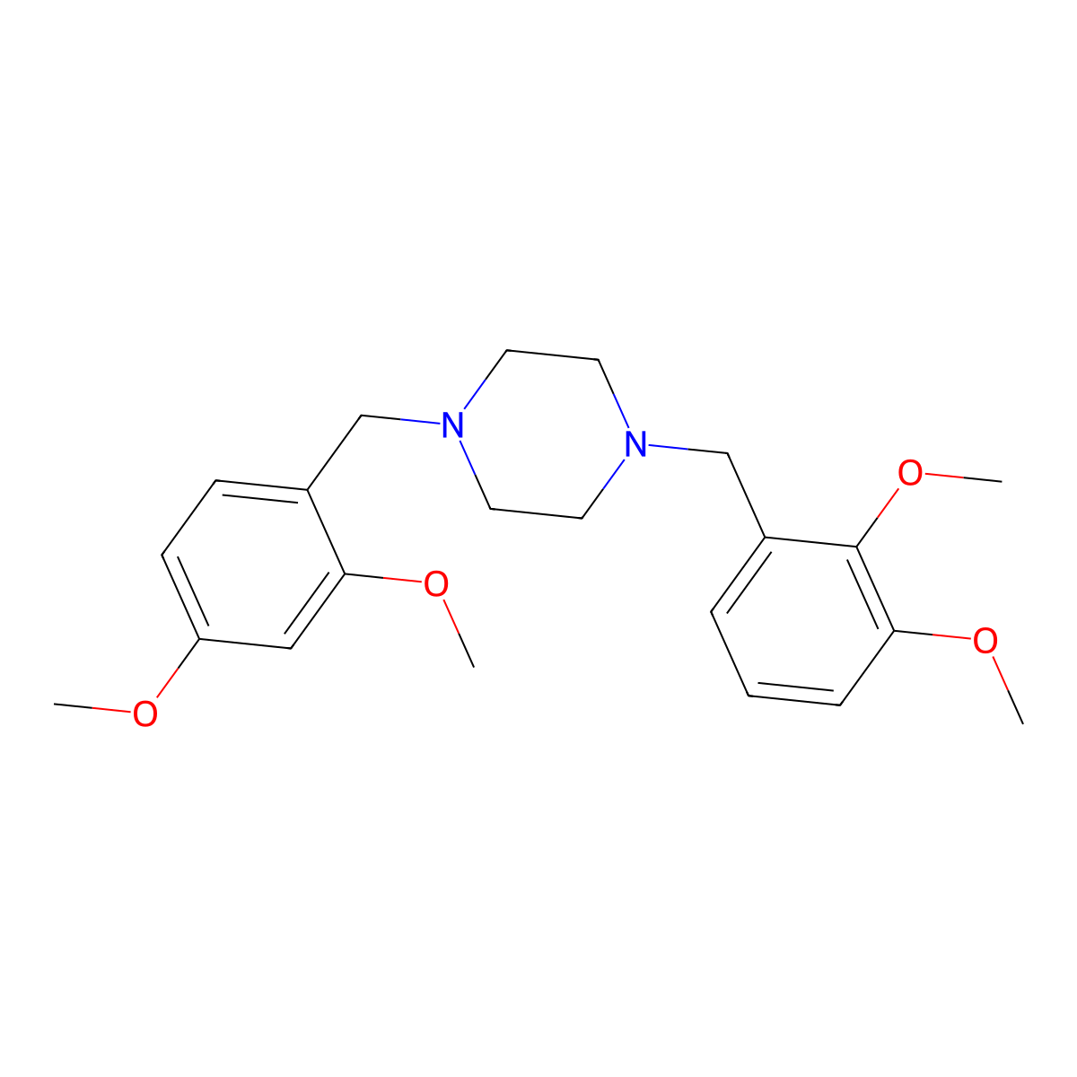 1-[(2,3-Dimethoxyphenyl)methyl]-4-[(2,4-dimethoxyphenyl)methyl]piperazine molecular structure, CAS 356082-00-3