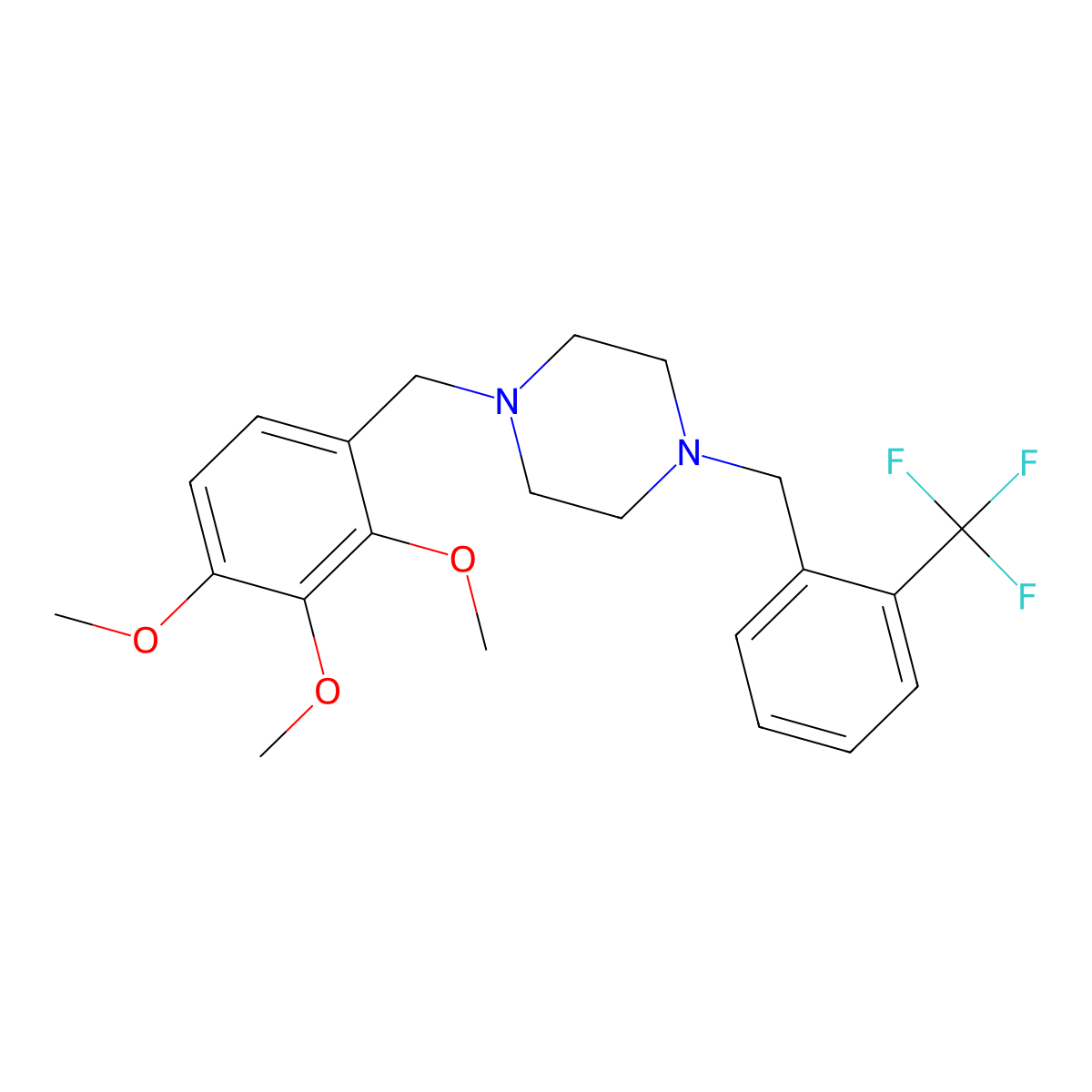 1-[2-(Trifluoromethyl)benzyl]-4-(2,3,4-trimethoxybenzyl)piperazine molecular structure, CAS 356082-08-1