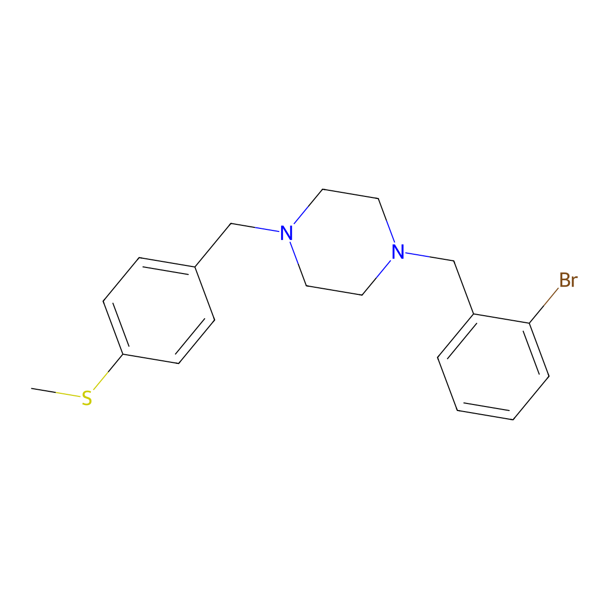 1-(2-Bromobenzyl)-4-[4-(methylsulfanyl)benzyl]piperazine molecular structure, CAS 356082-14-9