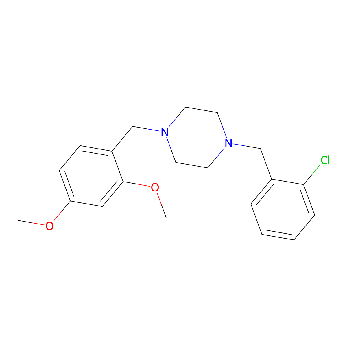 1-(2-Chlorobenzyl)-4-(2,4-dimethoxybenzyl)piperazine molecular structure, CAS 356082-17-2