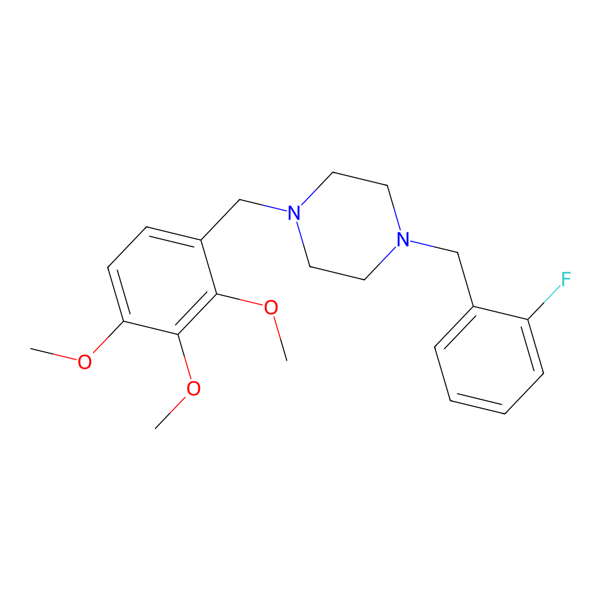 1-(2-Fluorobenzyl)-4-(2,3,4-trimethoxybenzyl)piperazine molecular structure, CAS 356082-21-8