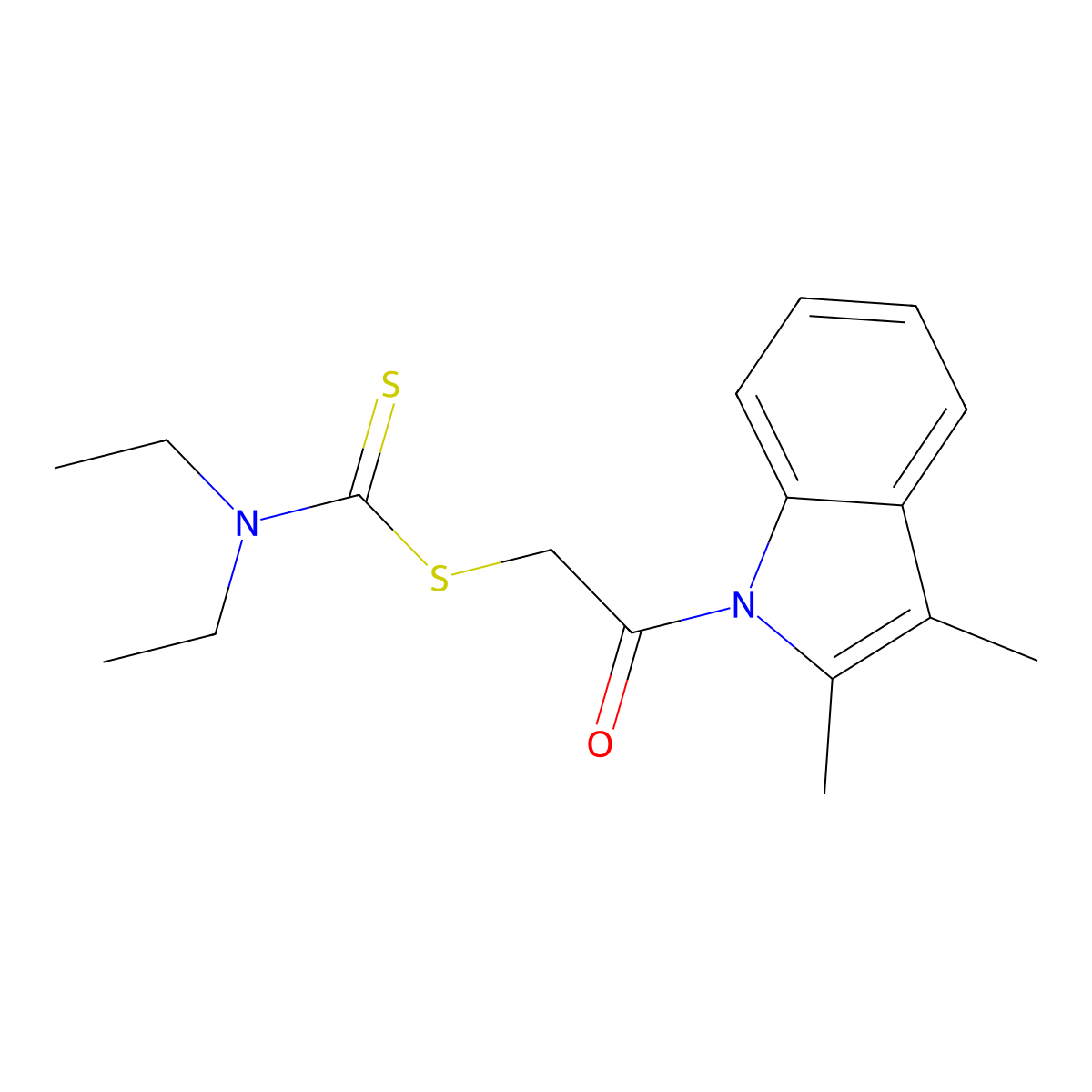 2-(2,3-dimethyl-1H-indol-1-yl)-2-oxoethyl diethylcarbamodithioate molecular structure, CAS 356082-22-9