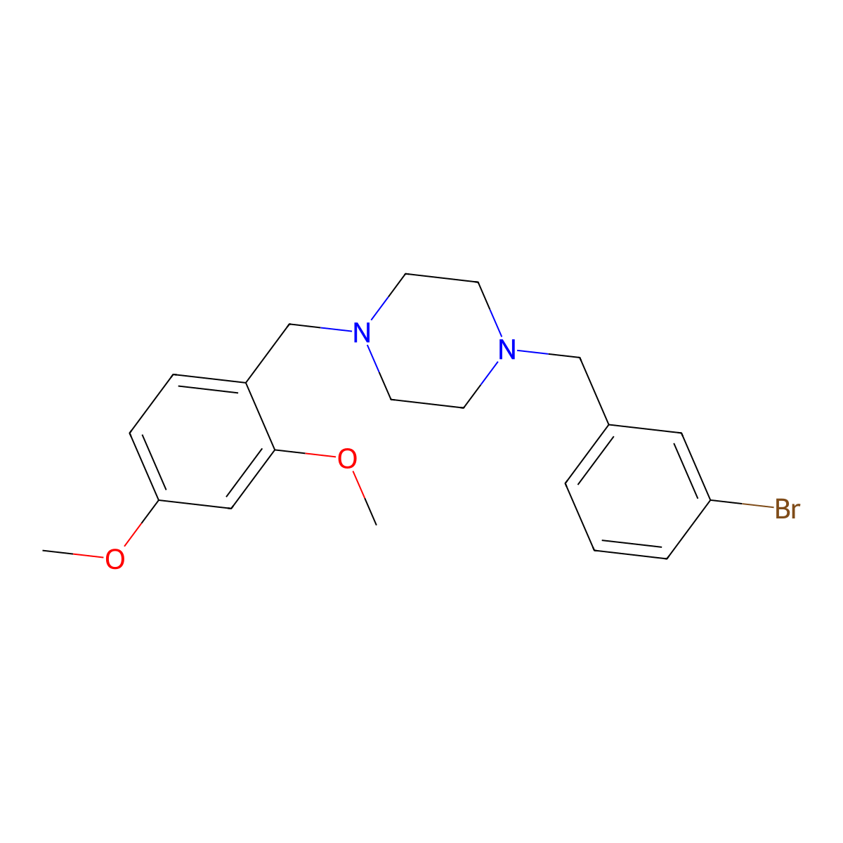 1-(3-Bromobenzyl)-4-(2,4-dimethoxybenzyl)piperazine molecular structure, CAS 356082-28-5