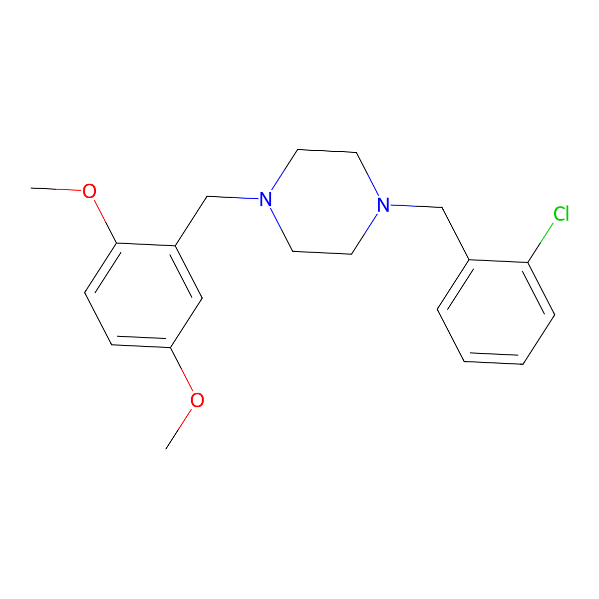 1-(2-Chlorobenzyl)-4-(2,5-dimethoxybenzyl)piperazine molecular structure, CAS 356082-32-1