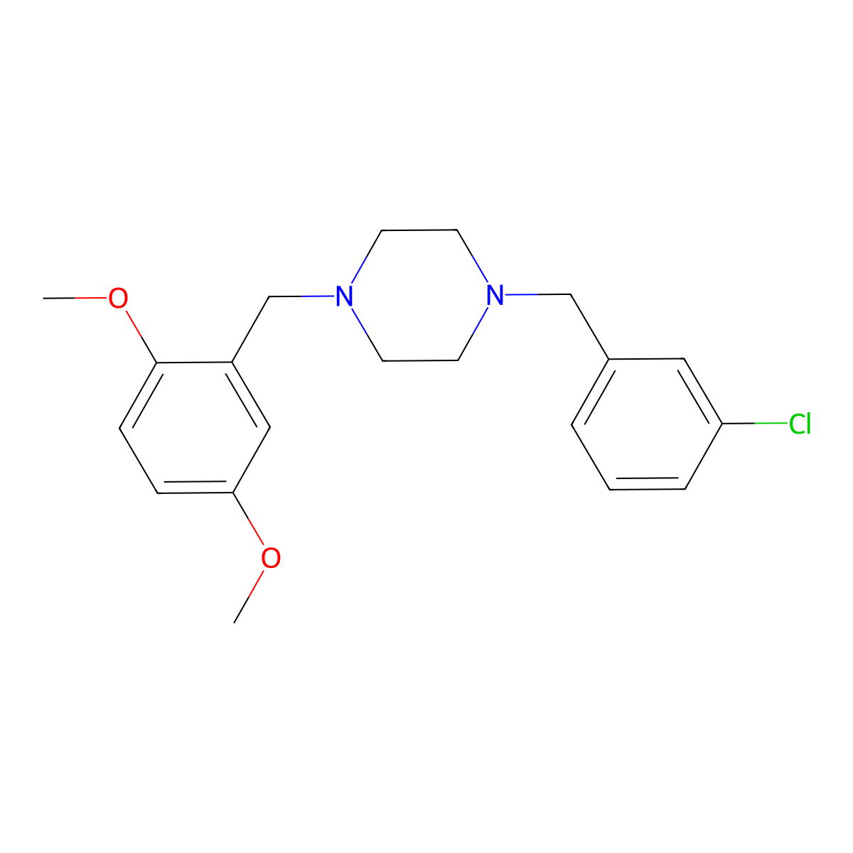 1-(3-Chlorobenzyl)-4-(2,5-dimethoxybenzyl)piperazine molecular structure, CAS 356082-35-4