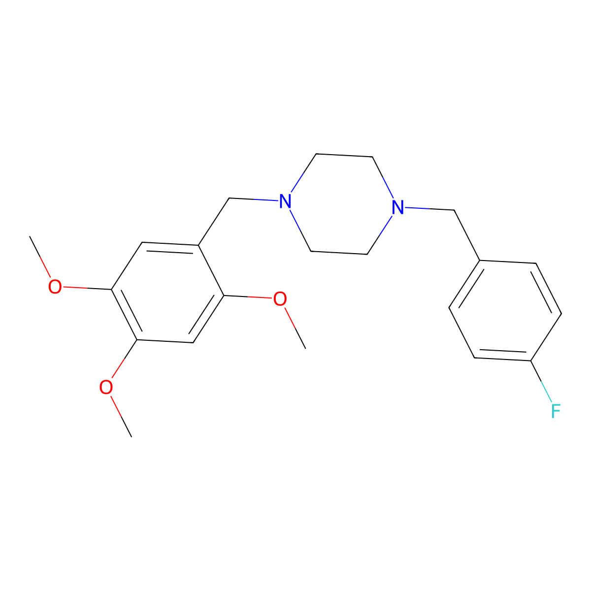 1-[(4-Fluorophenyl)methyl]-4-[(2,4,5-trimethoxyphenyl)methyl]piperazine molecular structure, CAS 356082-56-9