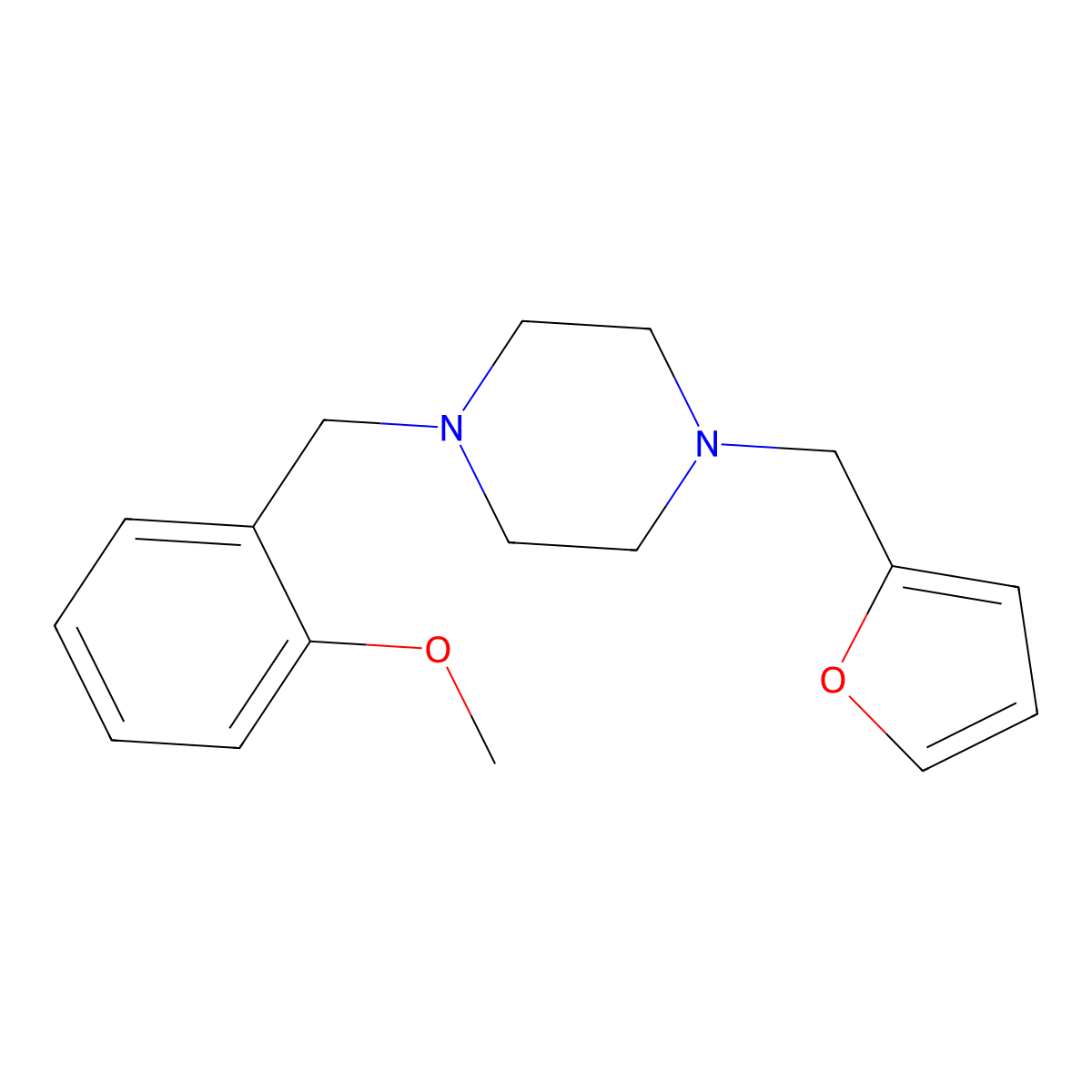 1-(2-Furylmethyl)-4-(2-methoxybenzyl)piperazine molecular structure, CAS 356082-62-7