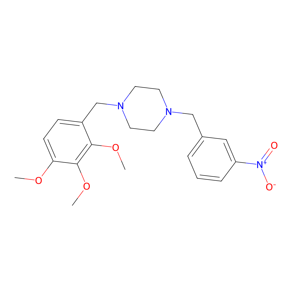 1-[(3-Nitrophenyl)methyl]-4-[(2,3,4-trimethoxyphenyl)methyl]piperazine molecular structure, CAS 356082-66-1