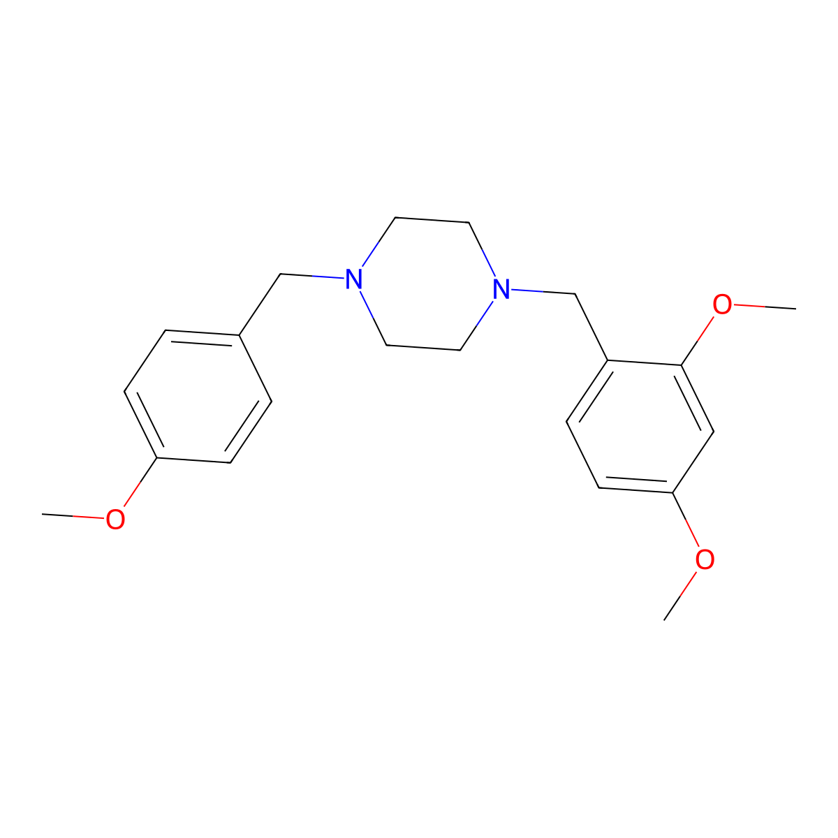 1-(2,4-Dimethoxybenzyl)-4-(4-methoxybenzyl)piperazine molecular structure, CAS 356082-69-4