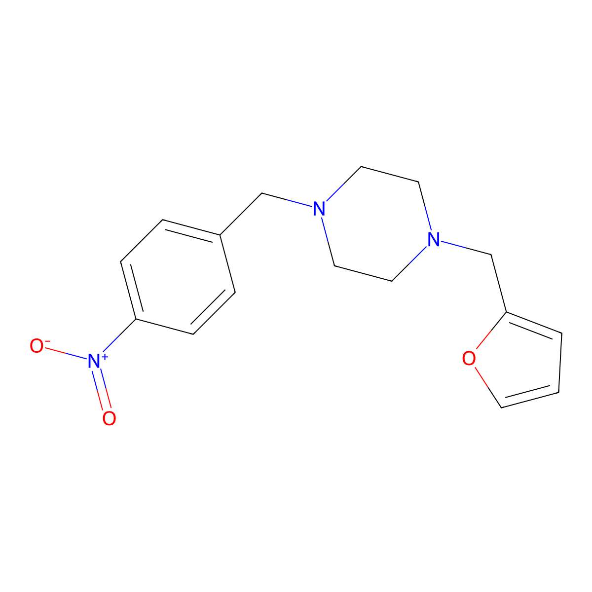 1-(Furan-2-ylmethyl)-4-[(4-nitrophenyl)methyl]piperazine molecular structure, CAS 356082-87-6