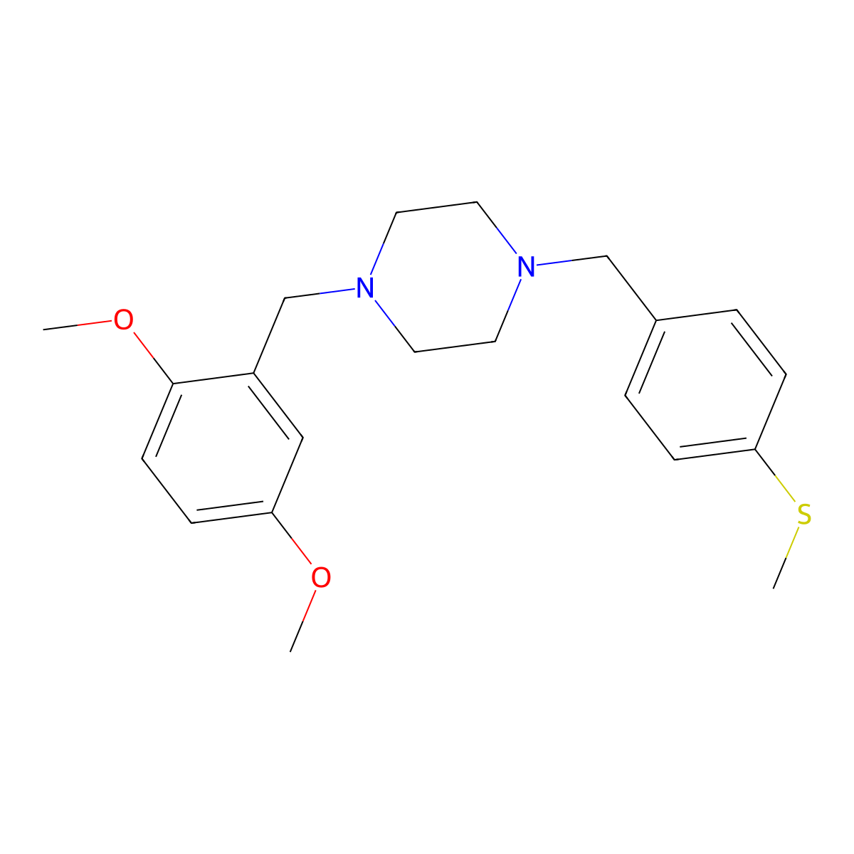 1-(2,5-Dimethoxybenzyl)-4-[4-(methylsulfanyl)benzyl]piperazine molecular structure, CAS 356082-94-5