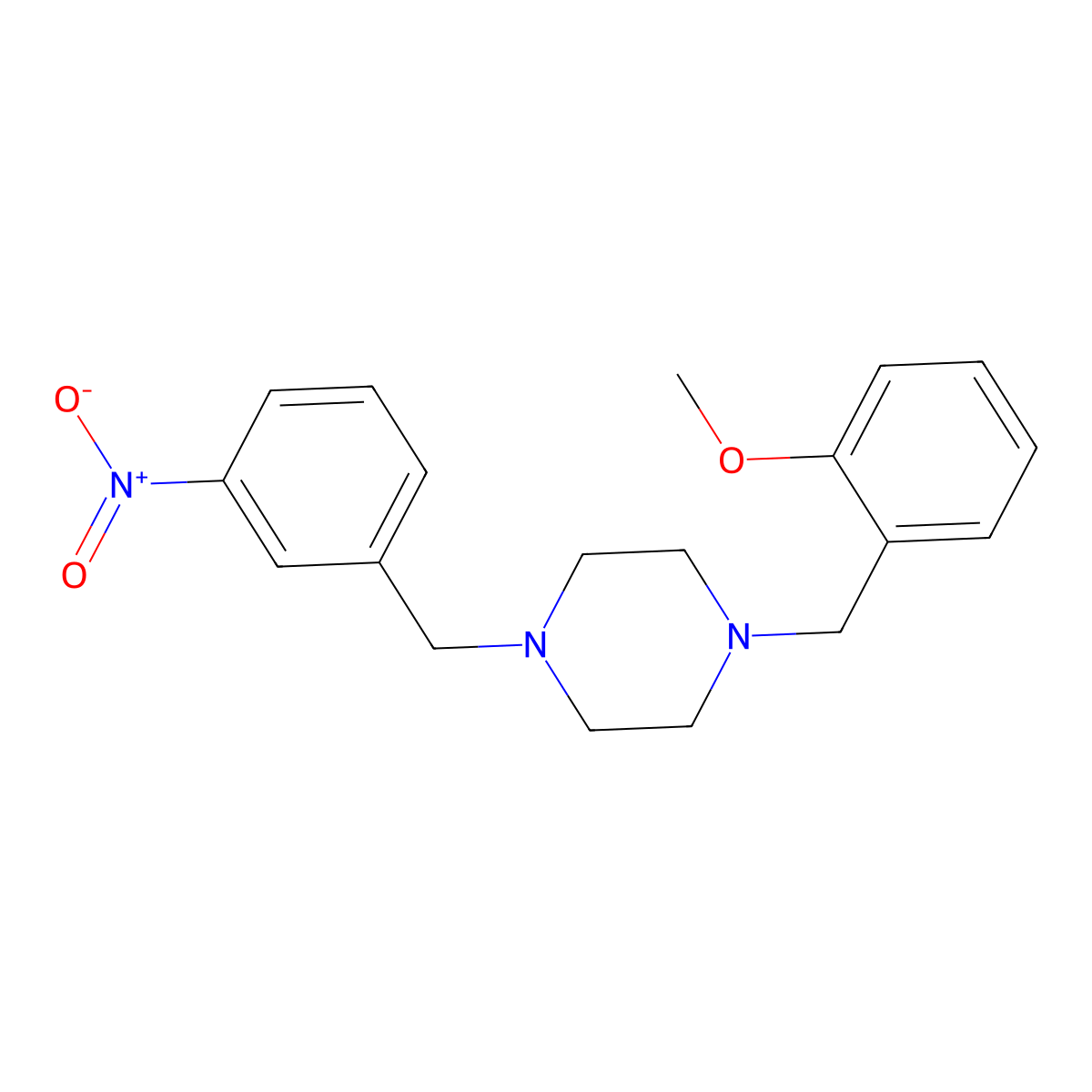 1-[(2-Methoxyphenyl)methyl]-4-[(3-nitrophenyl)methyl]piperazine molecular structure, CAS 356083-09-5