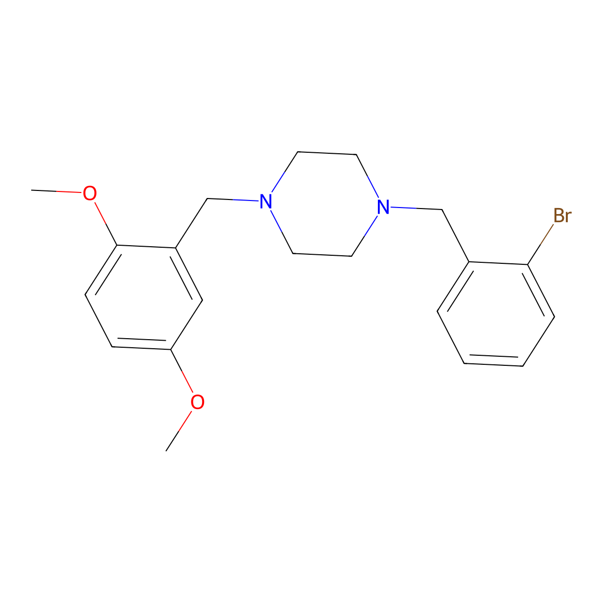 1-(2-Bromobenzyl)-4-(2,5-dimethoxybenzyl)piperazine molecular structure, CAS 356083-11-9