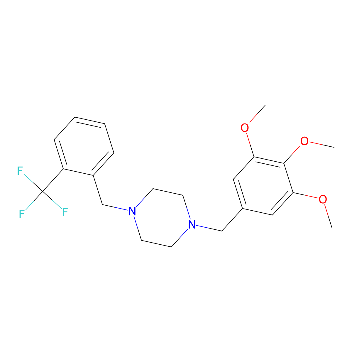 1-[[2-(Trifluoromethyl)phenyl]methyl]-4-[(3,4,5-trimethoxyphenyl)methyl]piperazine molecular structure, CAS 356083-55-1