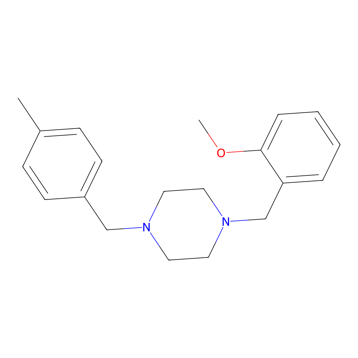 1-(2-Methoxybenzyl)-4-(4-methylbenzyl)piperazine molecular structure, CAS 356083-58-4
