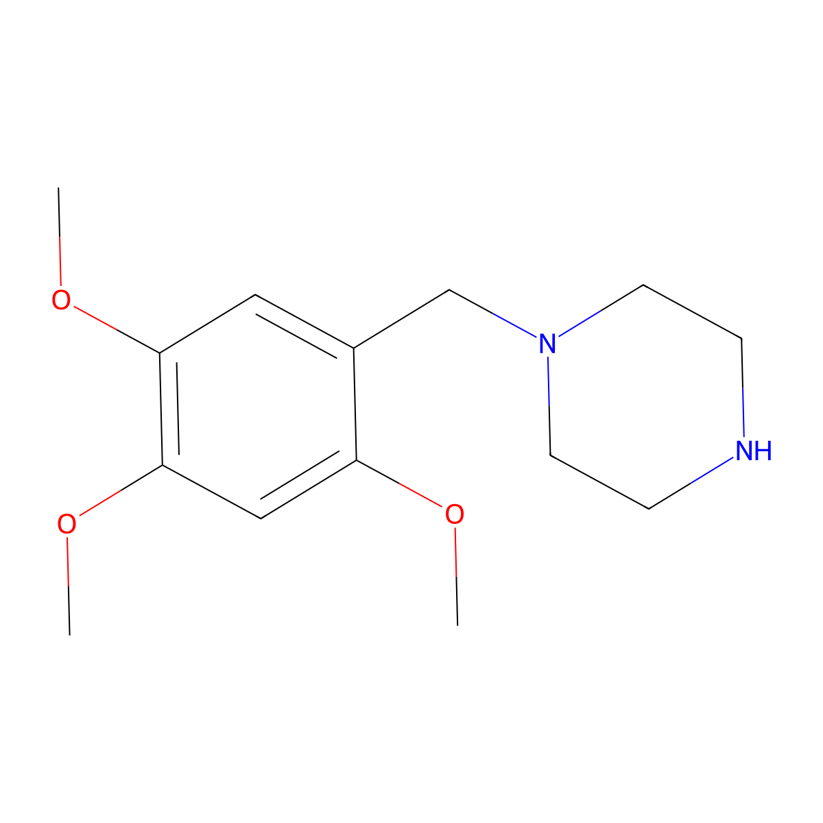 1-(2,4,5-Trimethoxy-benzyl)-piperazine molecular structure, CAS 356083-64-2