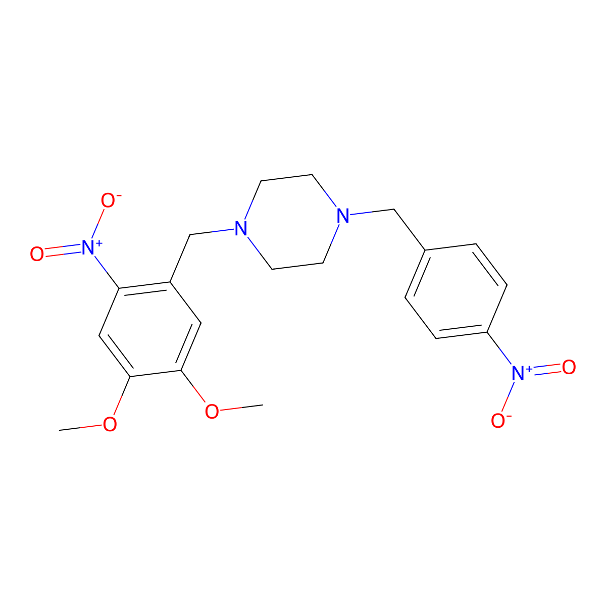 1-[(4,5-Dimethoxy-2-nitrophenyl)methyl]-4-[(4-nitrophenyl)methyl]piperazine molecular structure, CAS 356083-70-0