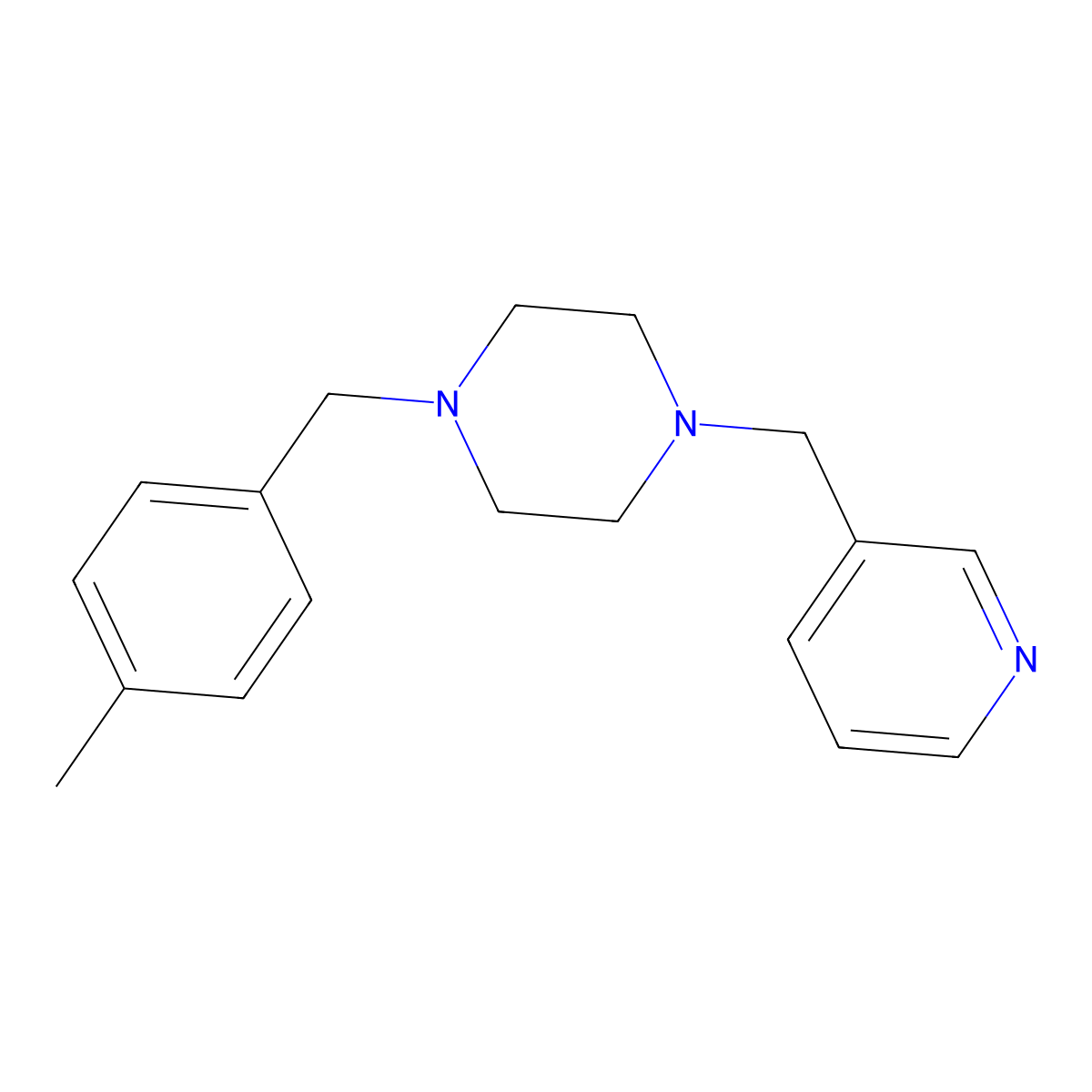 1-[(4-Methylphenyl)methyl]-4-(pyridin-3-ylmethyl)piperazine molecular structure, CAS 356083-79-9
