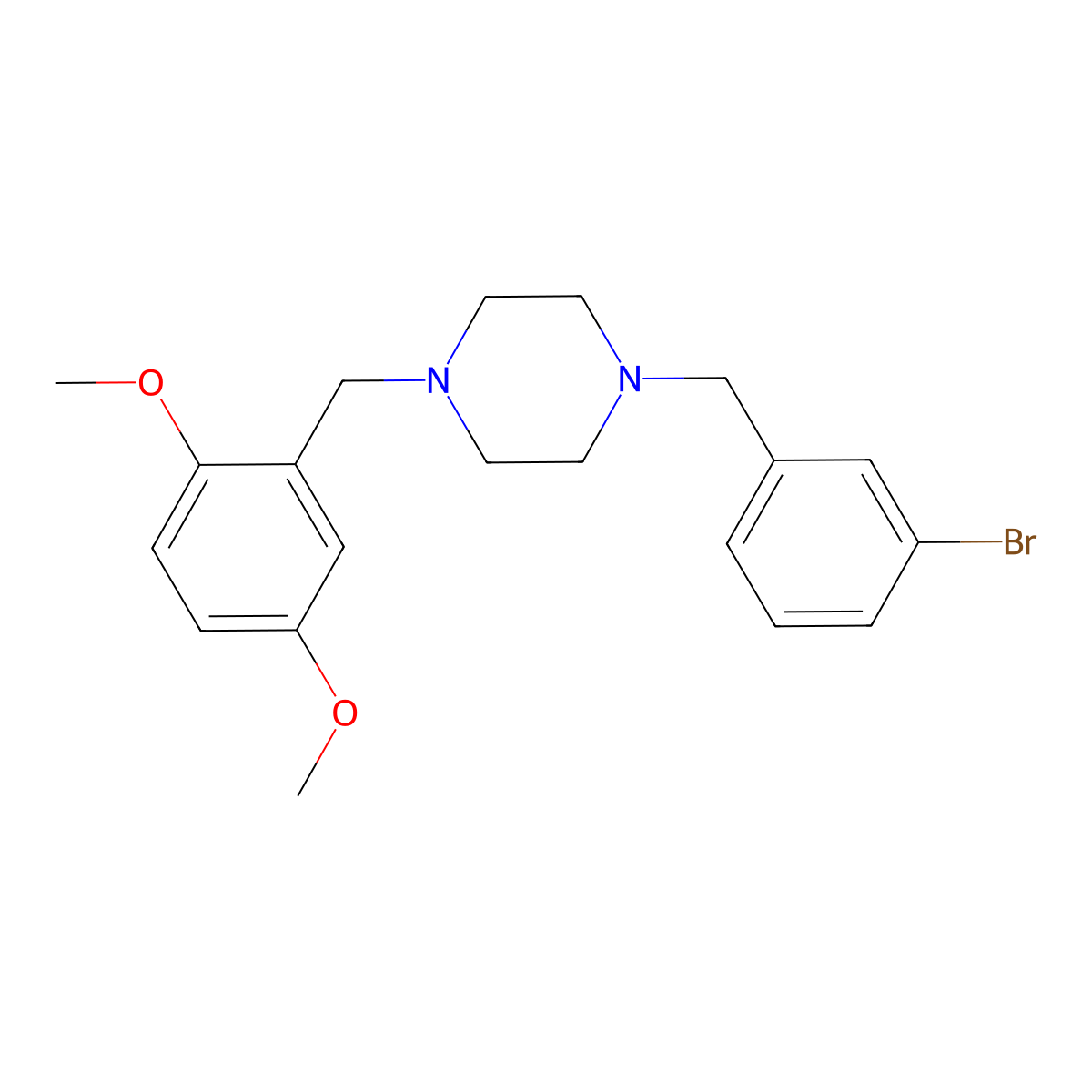 1-[(3-Bromophenyl)methyl]-4-[(2,5-dimethoxyphenyl)methyl]piperazine molecular structure, CAS 356083-82-4